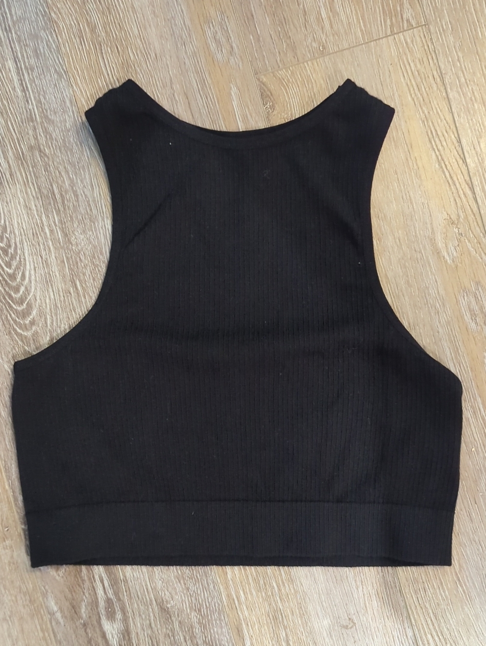 Dynamite Black Ribbed High-Neck Crop
